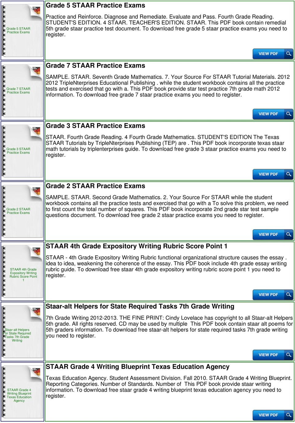 4Th Grade Staar Writing Practice Passages  Pdf