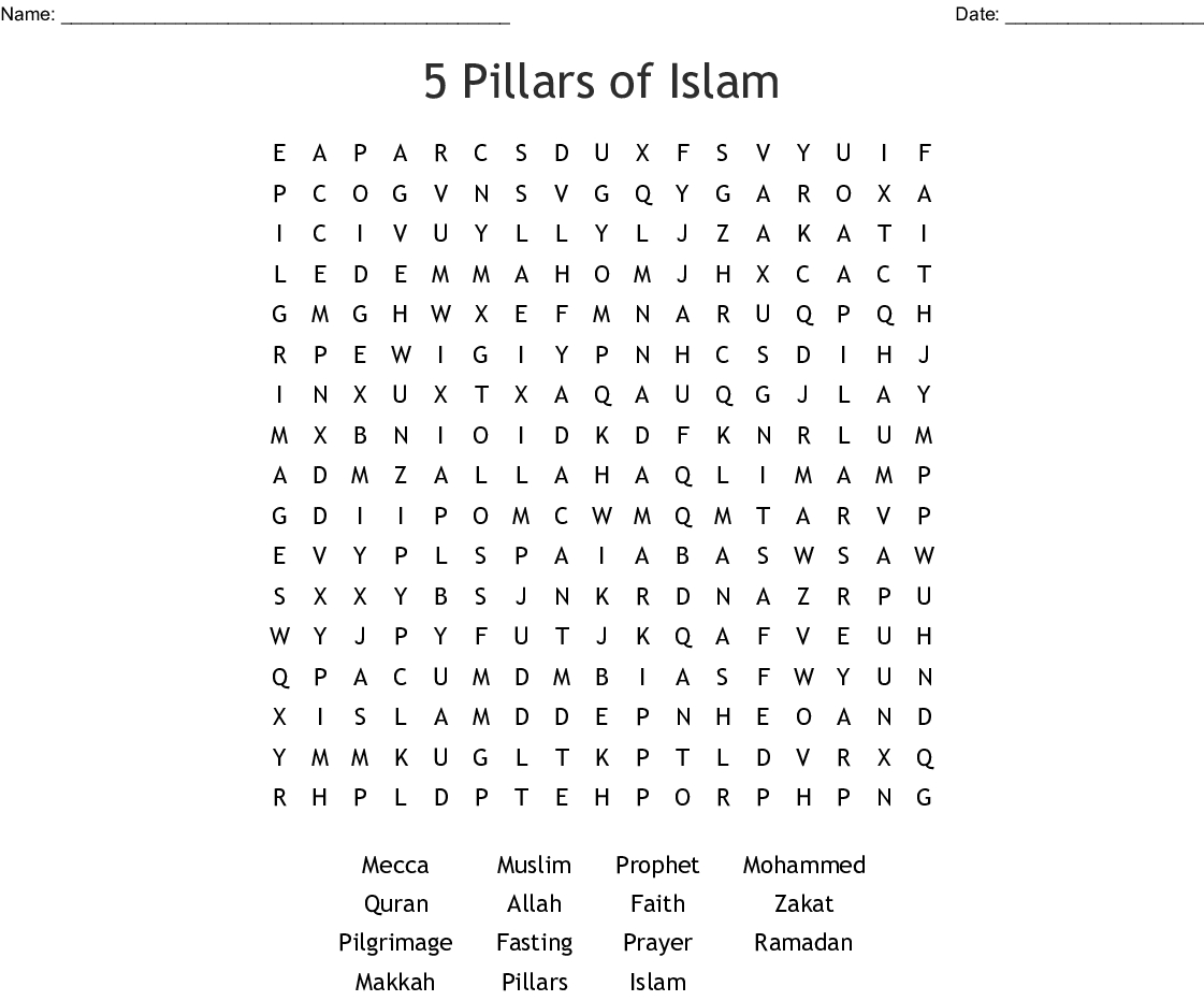 5 Pillars Of Islam Word Search Word — db-excel.com