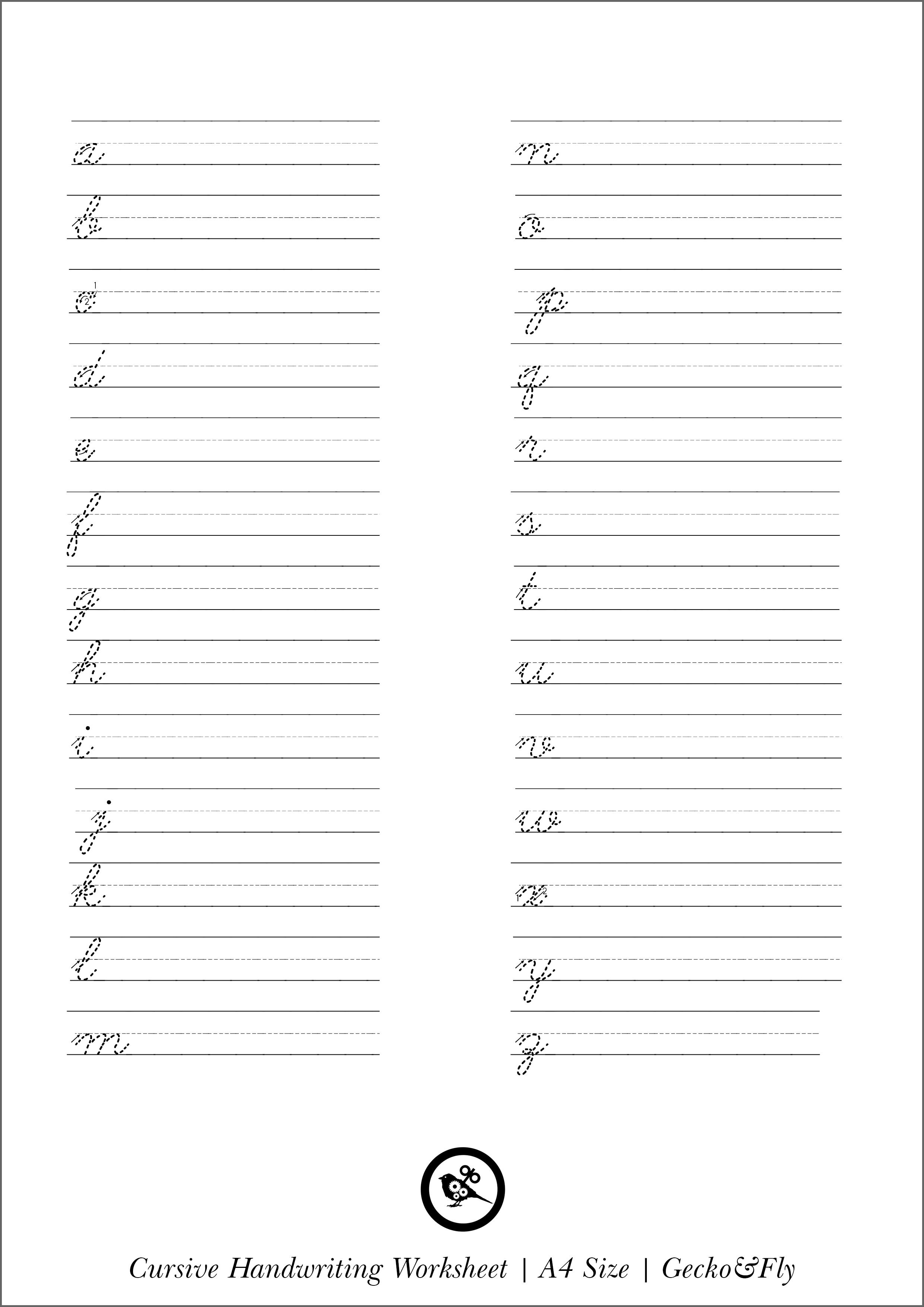 Printable Cursive Handwriting Worksheets