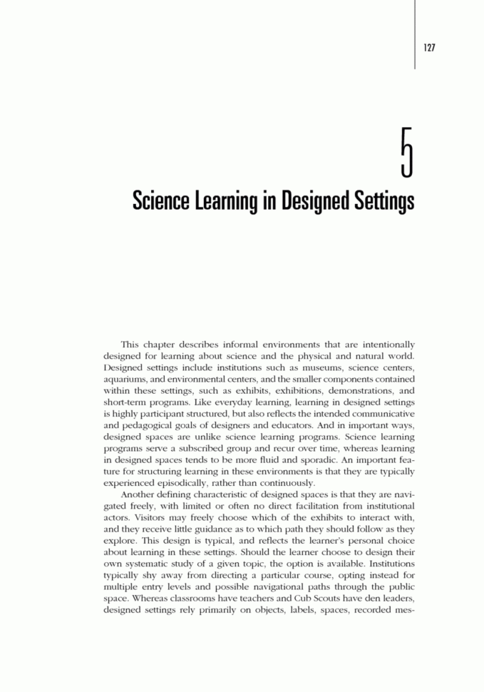 5 Science Learning In Designed Settings  Learning Science