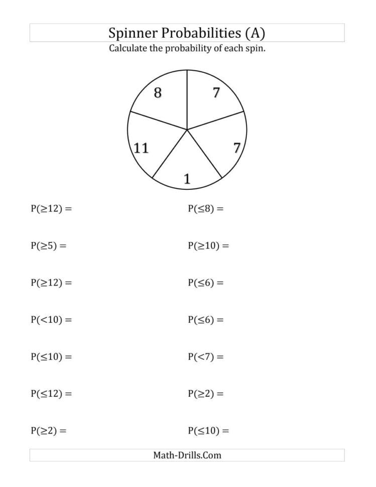 5 Section Spinner Probabilities A