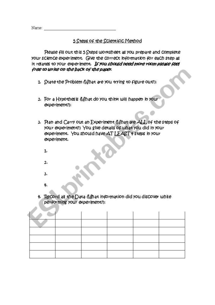 5 Steps Of Scientific Method Review Quiz  Esl Worksheet