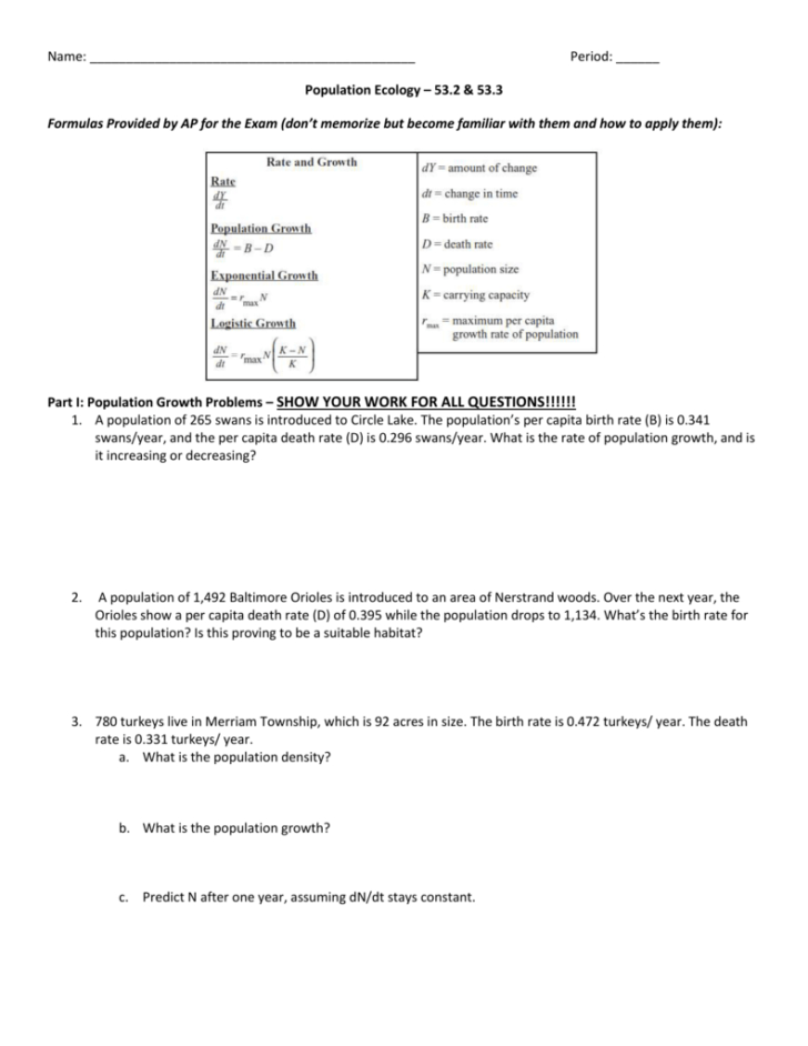 Population Dynamics Worksheet — db-excel.com