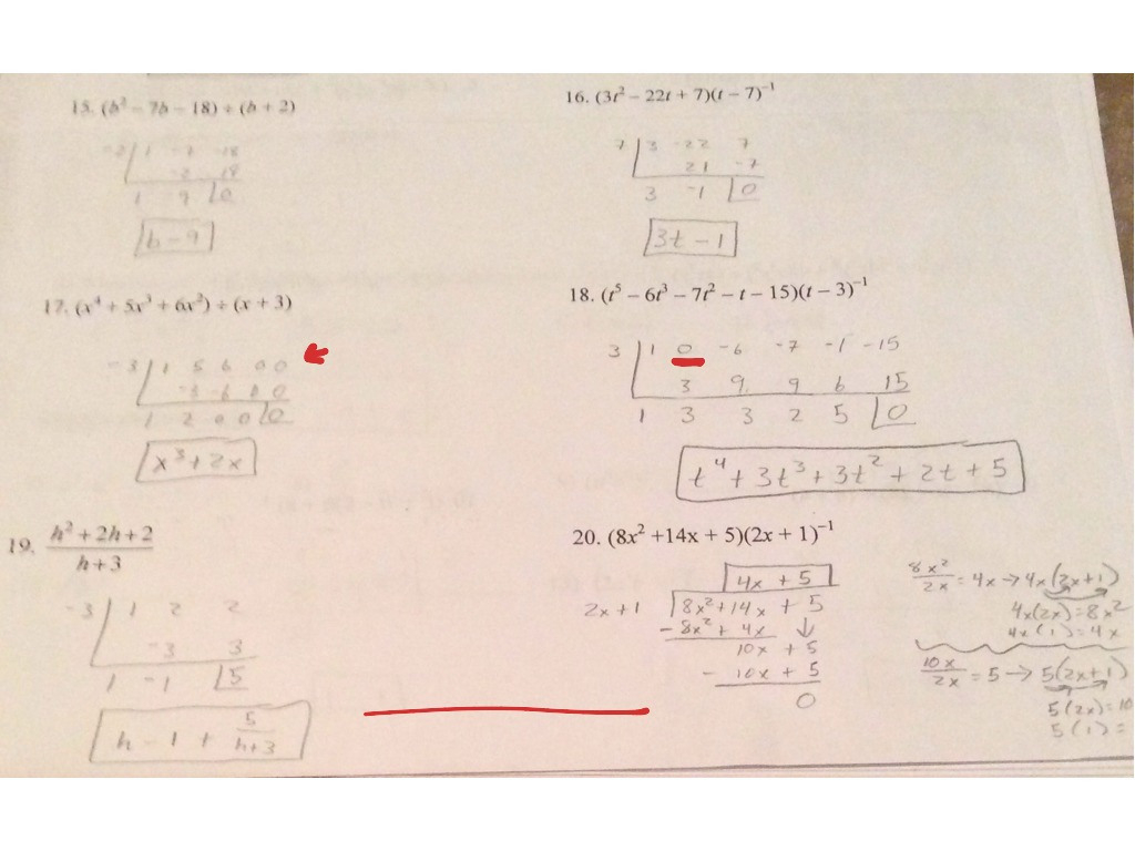 55 Long Division And Synthetic Division Worksheet  Math