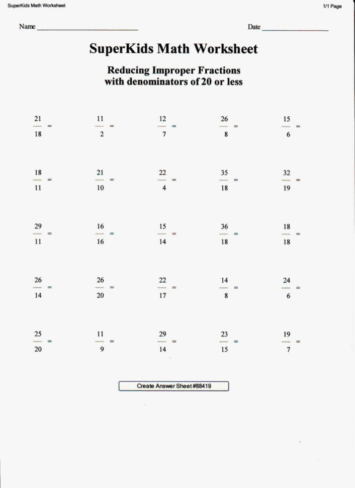 55 Lovely Of Mixed Fractions Worksheets Image