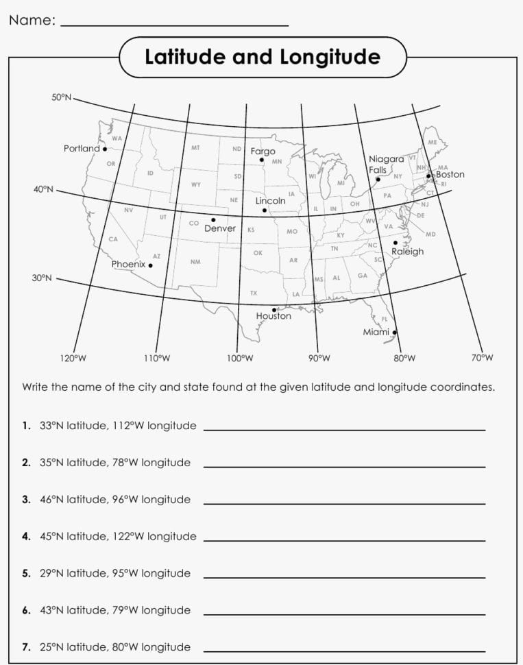 56 Beautiful Of Various Longitude And Latitude Worksheets