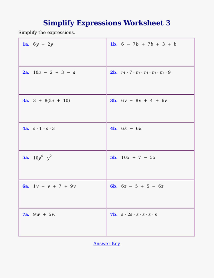 56 Best Of Simplifying Algebraic Expressions Worksheet