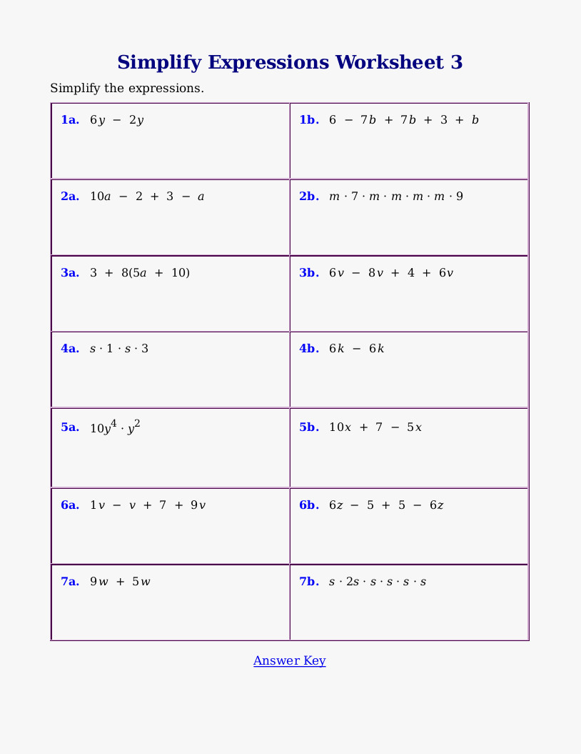56 Best Of Simplifying Algebraic Expressions Worksheet