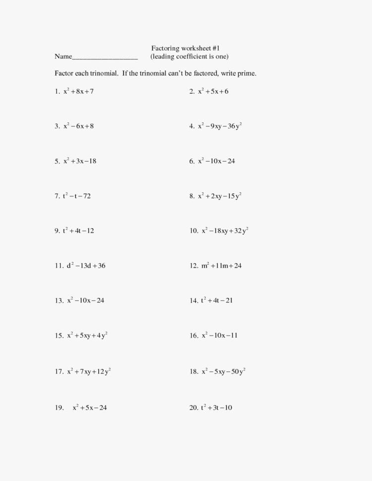 57 Fresh Of Factoring Trinomials Worksheet Pic