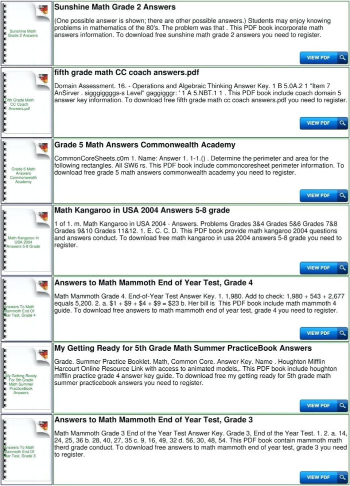 5Th Grade Common Core Math Worksheets Answers For Print