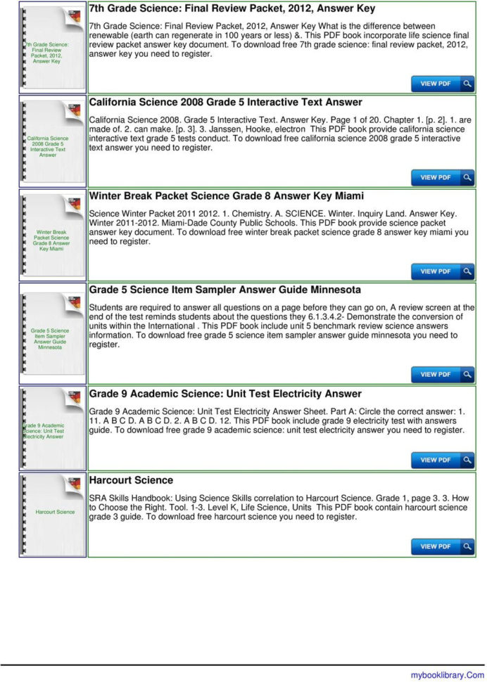 5Th Grade Harcourt Science Workbook Answer Key  Pdf