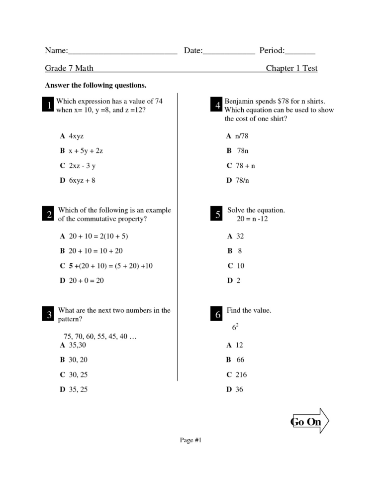 5th Grade Math Test Prep Worksheets
