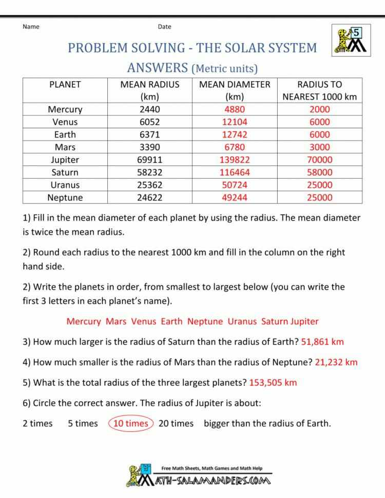 5Th Grade Math Word Problems