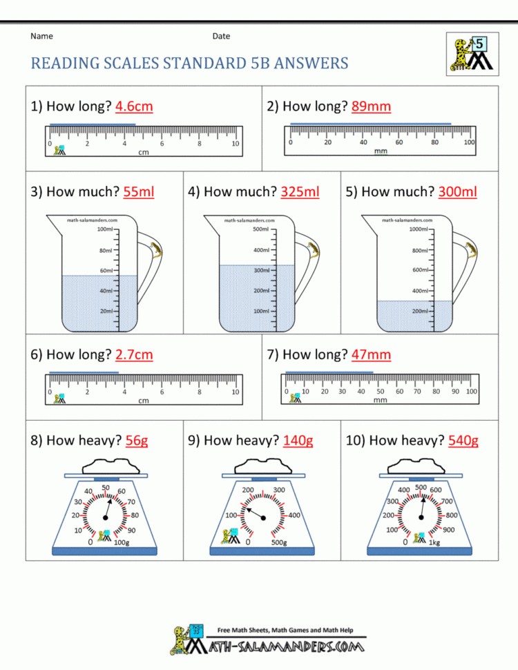 5Th Grade Measurement Worksheets 5Th Grade Measurement Worksheets