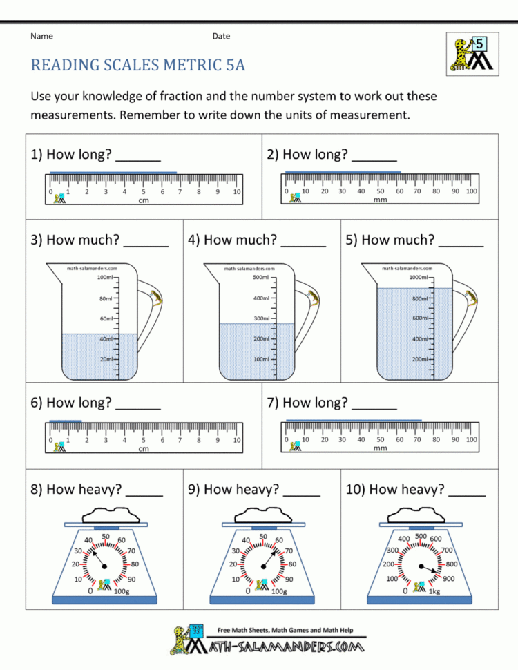 5Th Grade Measurement Worksheets