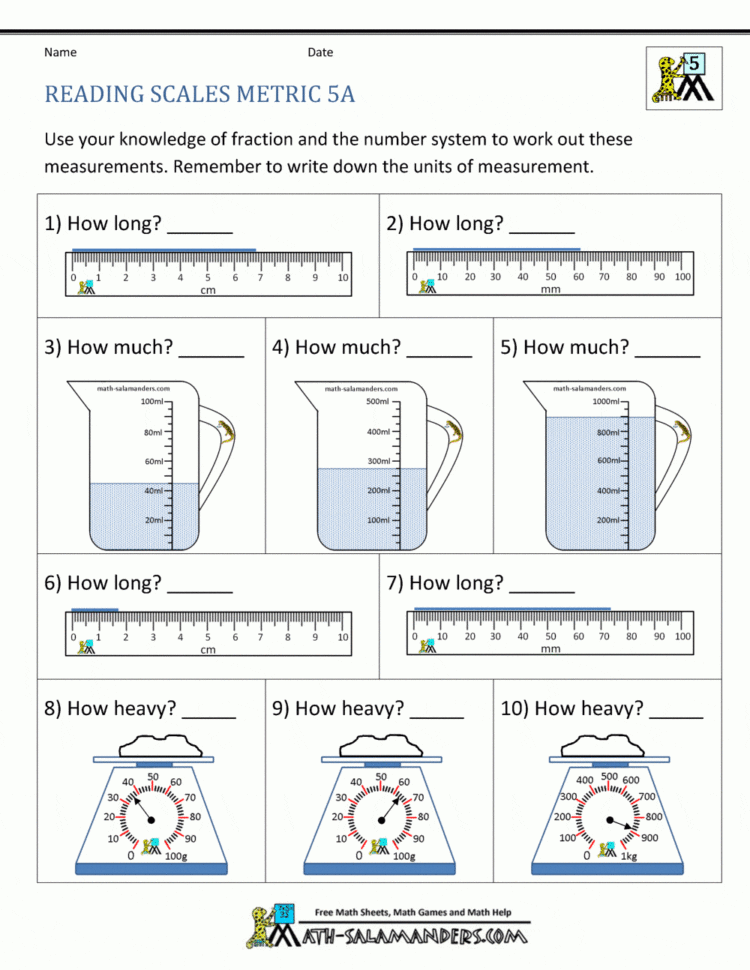 5Th Grade Measurement Worksheets