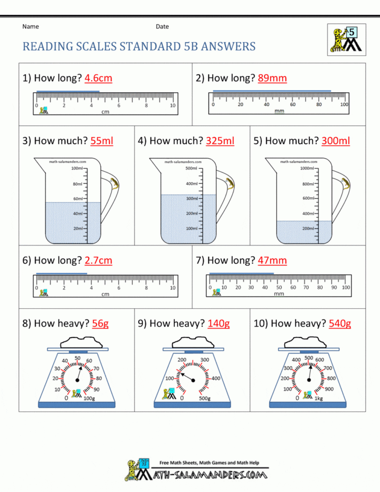 5Th Grade Measurement Worksheets