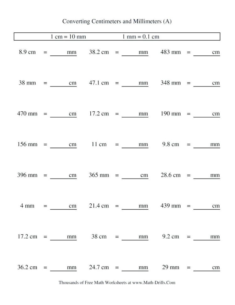 5Th Grade Metric Conversion Worksheets – Bluedotsheetco