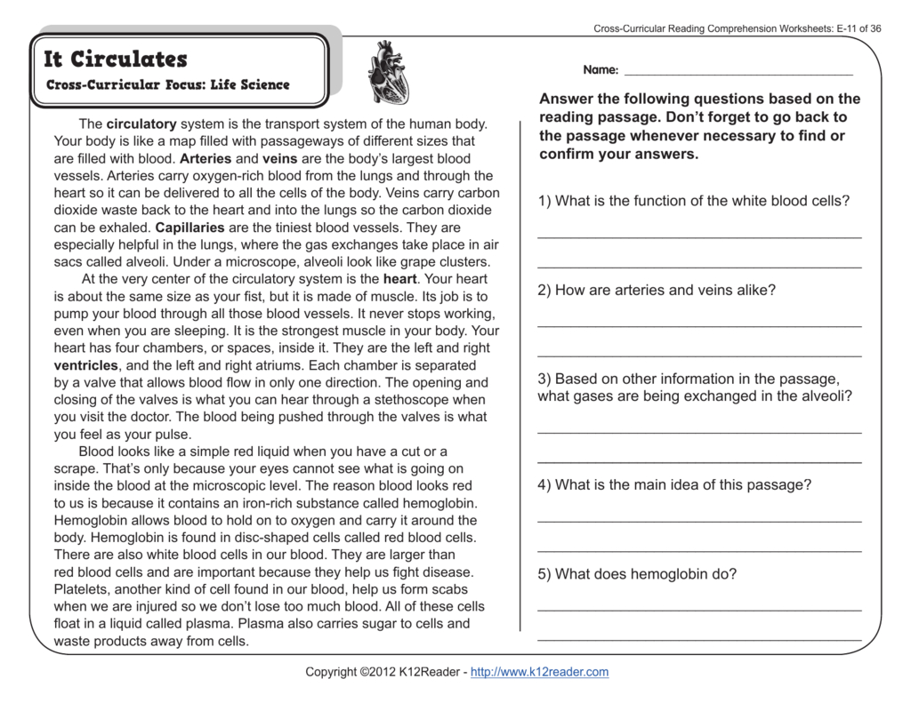 Free Printable English Comprehension Worksheets For Grade 5