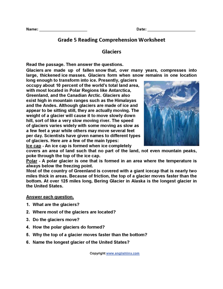 5Th Grade Reading Worksheets For You  Math Worksheet For Kids