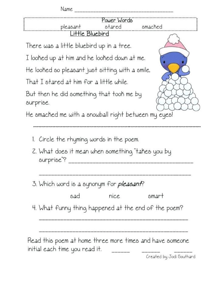 English Reading Worksheets For Grade 4