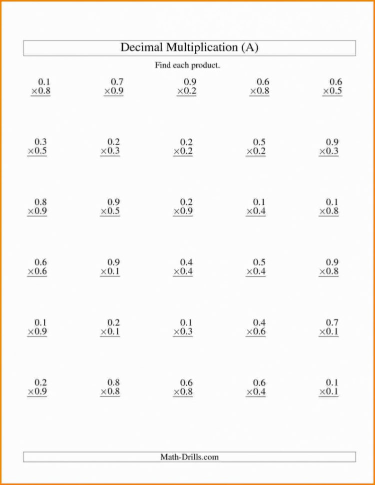 6 Grade Worksheet Multiplying Decimals Worksheet Idea Of