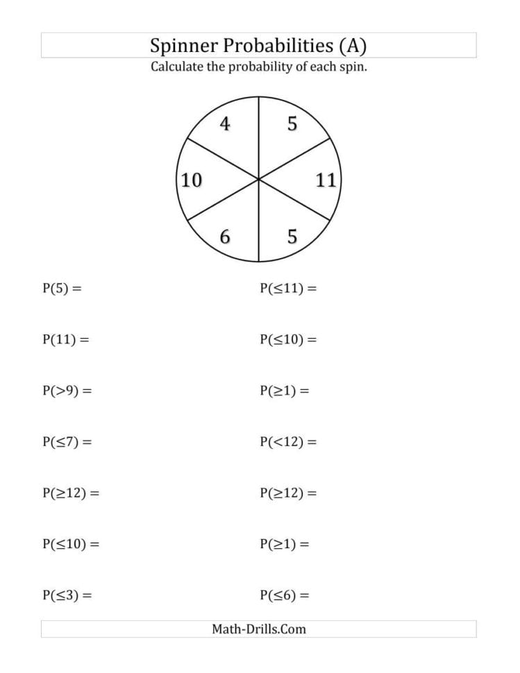 6 Section Spinner Probabilities A