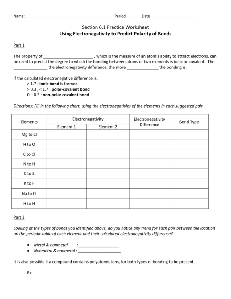 Polarity And Electronegativity Worksheet Answers db excel com Polarity And Electronegativity Worksheet Answers db excel com