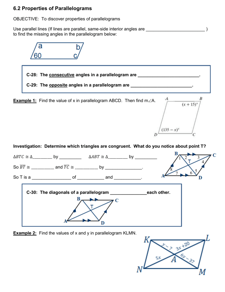 Properties Of Parallelograms Worksheet Answer Key — db-excel.com