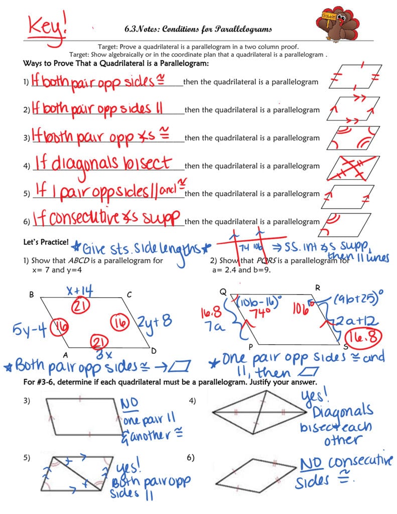 63Notes Conditions For Parallelograms