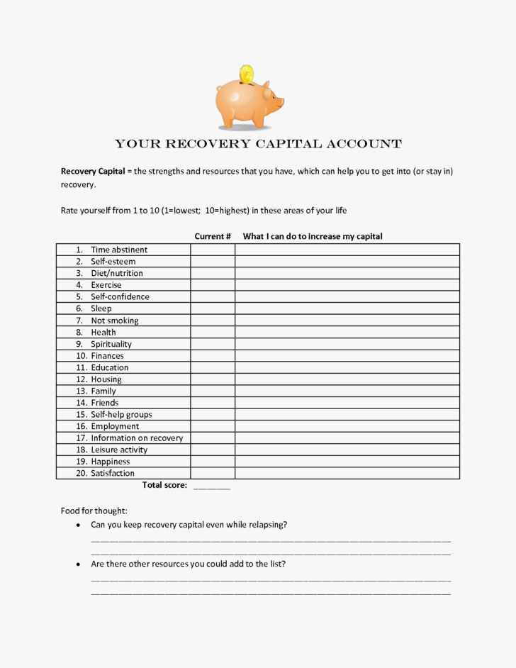 Early Recovery Worksheets
