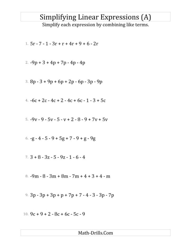 6Th Grade Algebra Worksheets 6Th Grade Algebra Worksheets