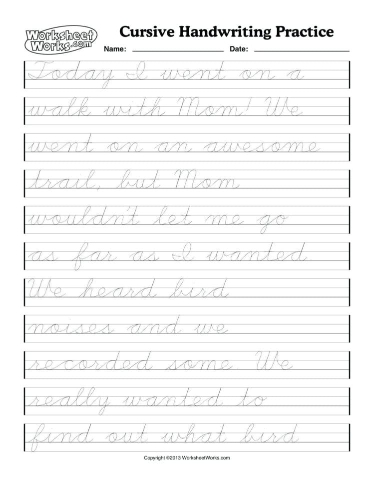6Th Grade Cursive Handwriting Worksheets Holiday Handwriting