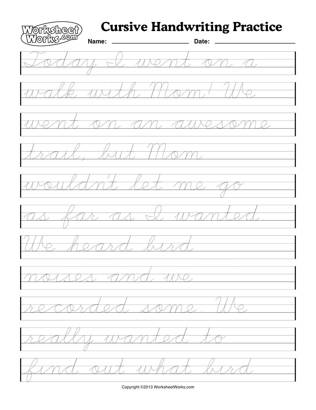 6th grade cursive handwriting worksheets holiday