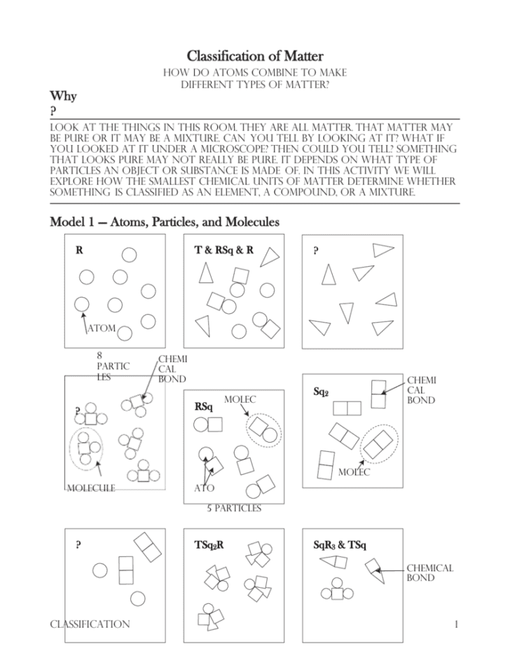 Classifying Matter Worksheet Answers