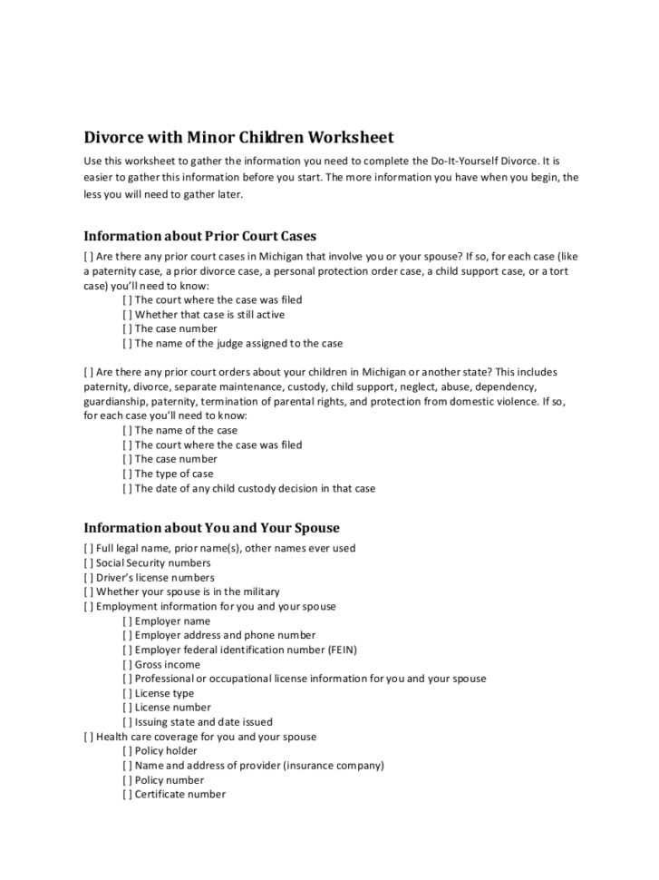7 Divorce Worksheet   Pdf