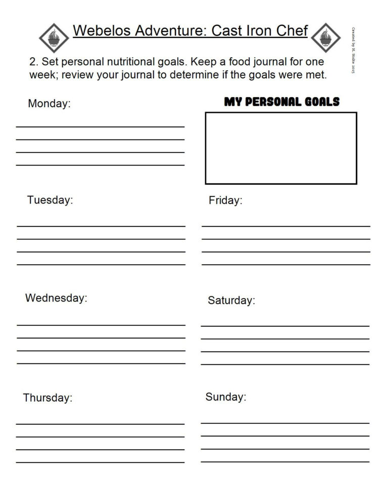 71 Perspicuous Webelos Meal Tracking Chart