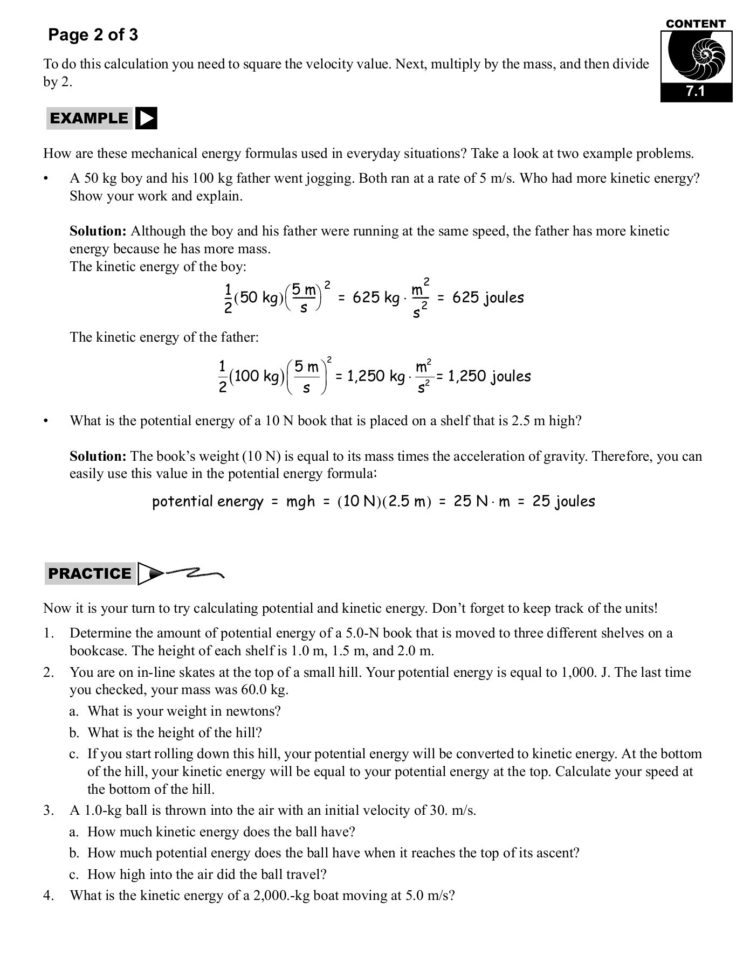71 Potential And Kinetic Energy  Cpo Science Pages 1  29