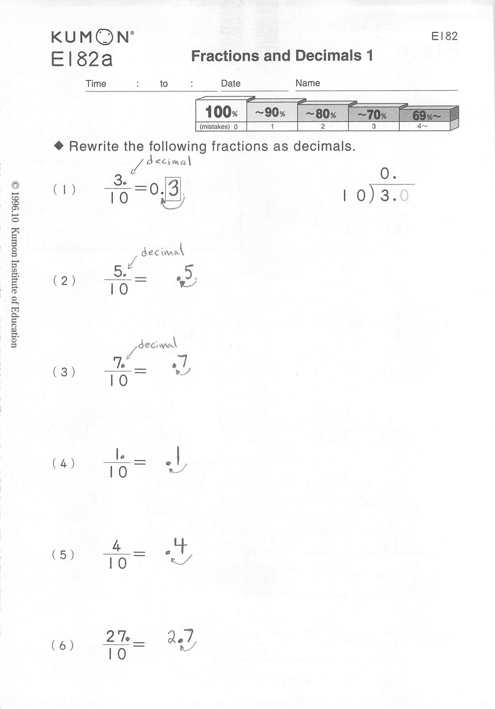 Kumon Level J Answer Key