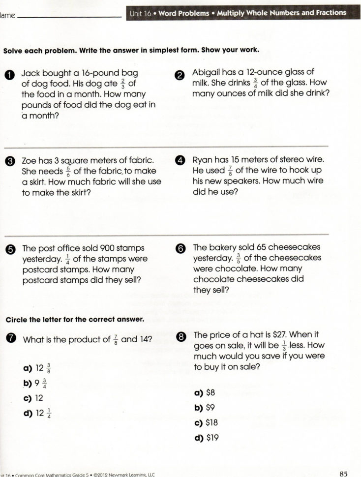7Th Grade Math Worksheets And Answers Sensational With