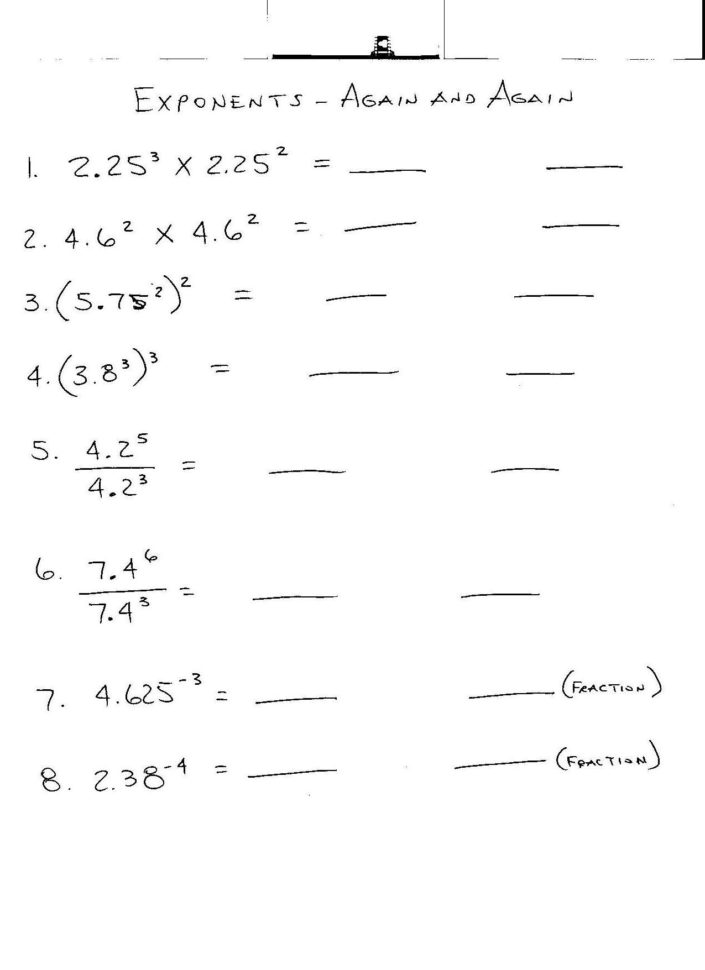 7Th Grade Math Worksheets On Exponents  Homeshealth
