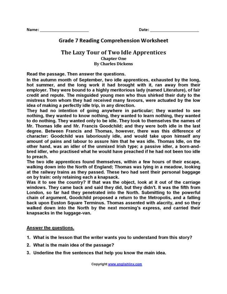 2Nd Grade Reading Comprehension Worksheets Pdf
