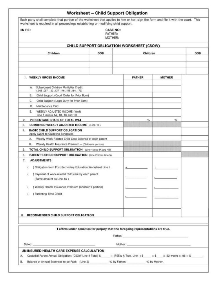 Divorce Splitting Assets Worksheet — Db 4393