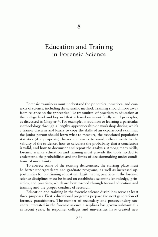 8 Education And Training In Forensic Science  Strengthening