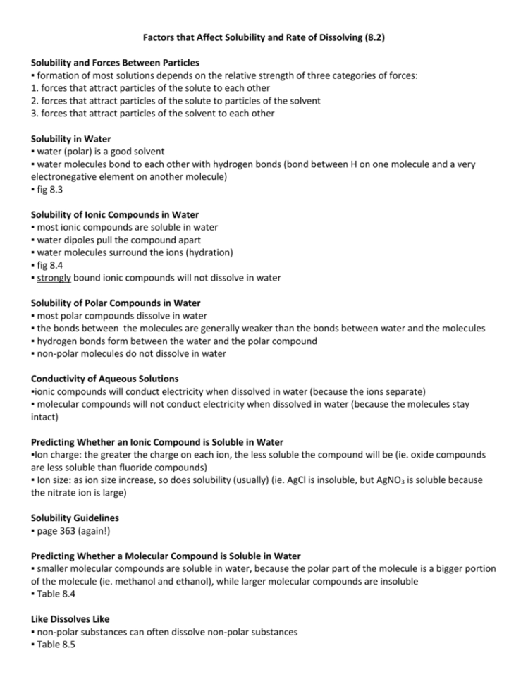 82 Factors That Affect Solubility Web