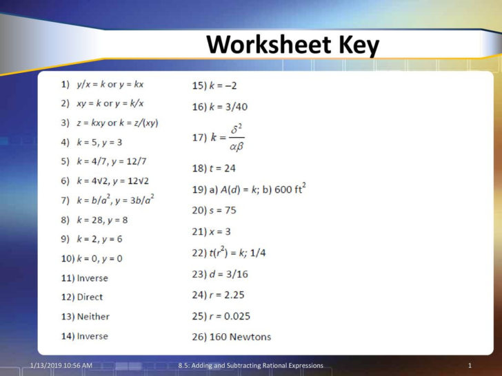 Adding And Subtracting Rational Expressions Worksheet —