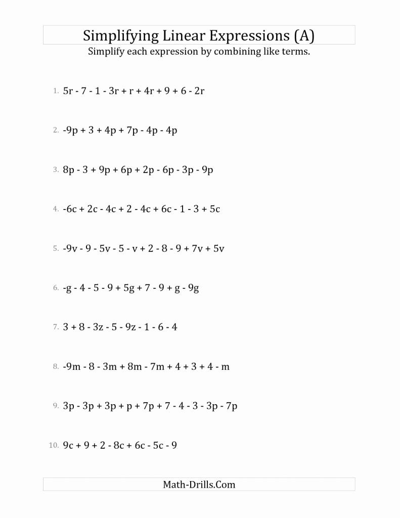 8Th Grade Algebra Worksheets