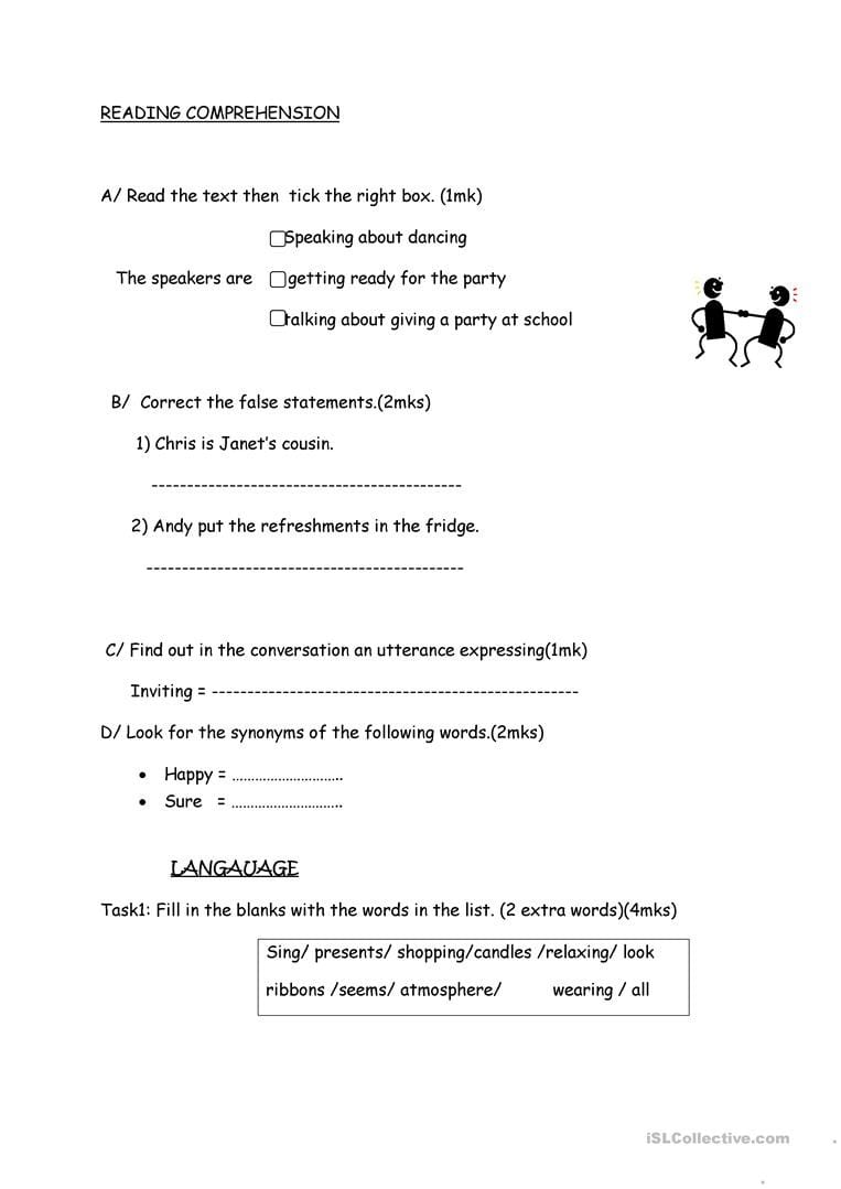 8Th Grade Listening Test  English Esl Worksheets