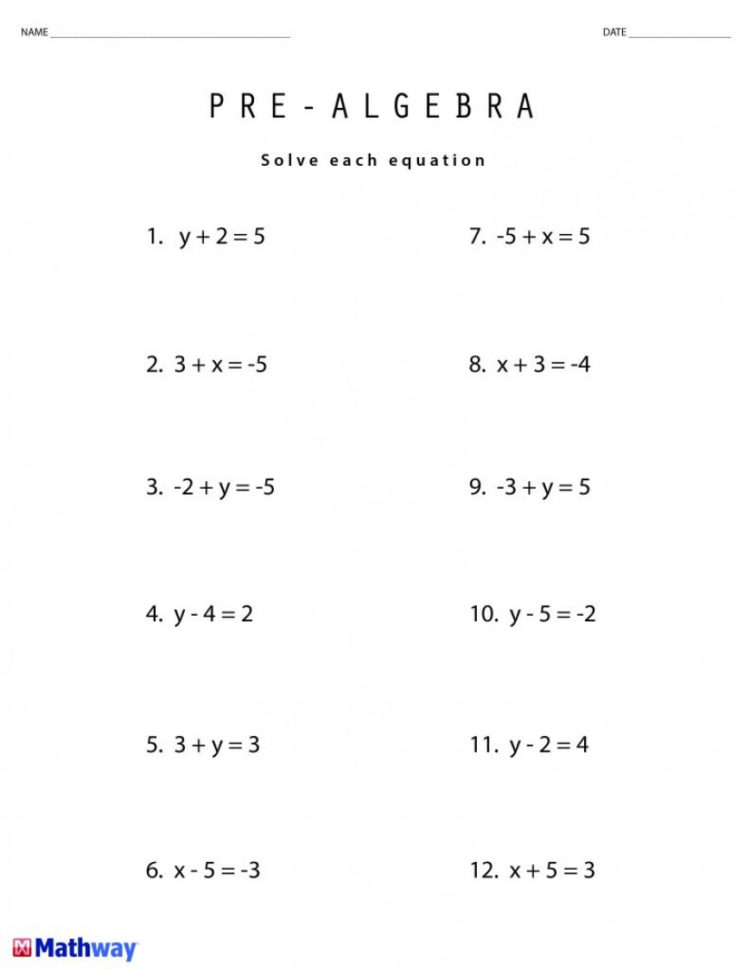 8Th Grade Math Worksheets Impressive For Pre Algebra Printable With