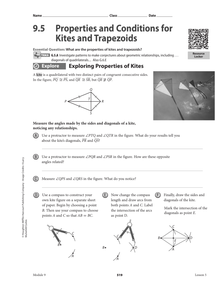 9  5 Properties And Conditions For Kites And Trapezoids